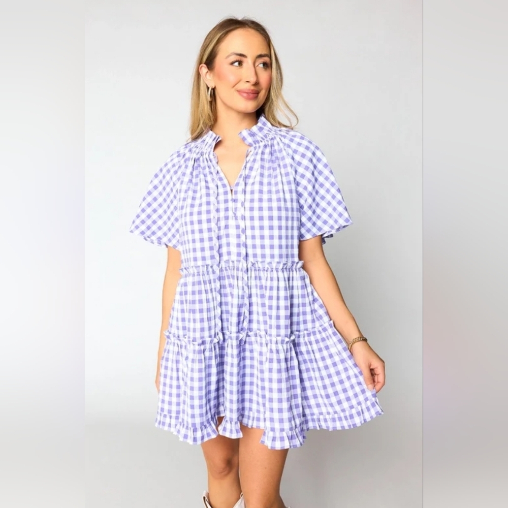 NWT BUDDYLOVE PURPLE GIGHAM DRESS